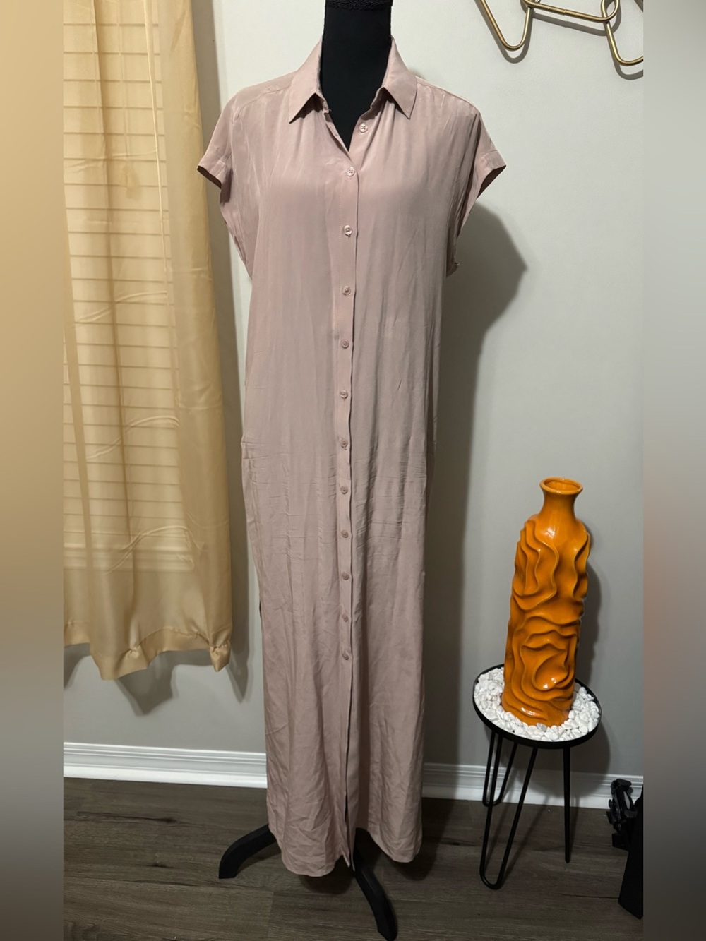 Club Monaco Blush Pink Button-Front Maxi Dress